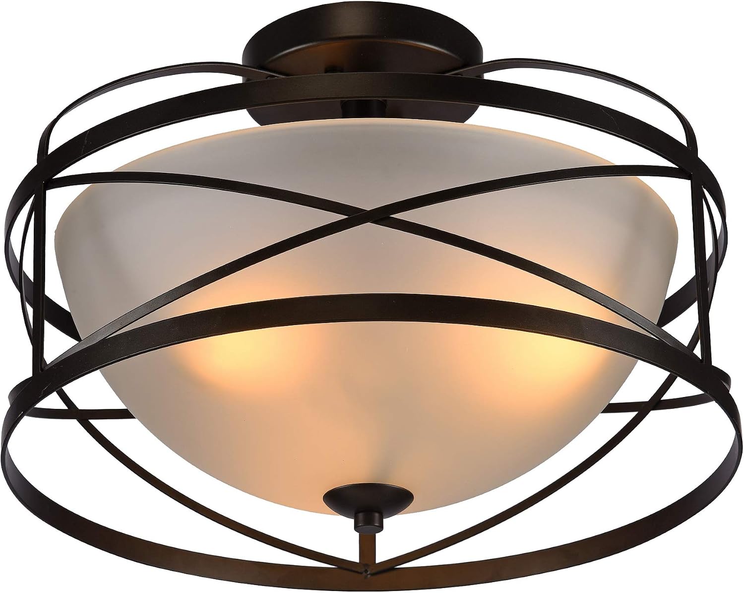 Warehouse of Tiffany C19003/3 Bertrand Black 3-Light Frosted Glass Shade Flushmount