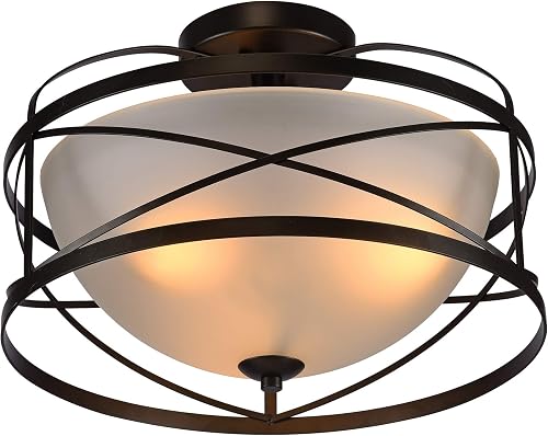 Bertrand Black 3-Light Flushmount with Frosted Glass Shade