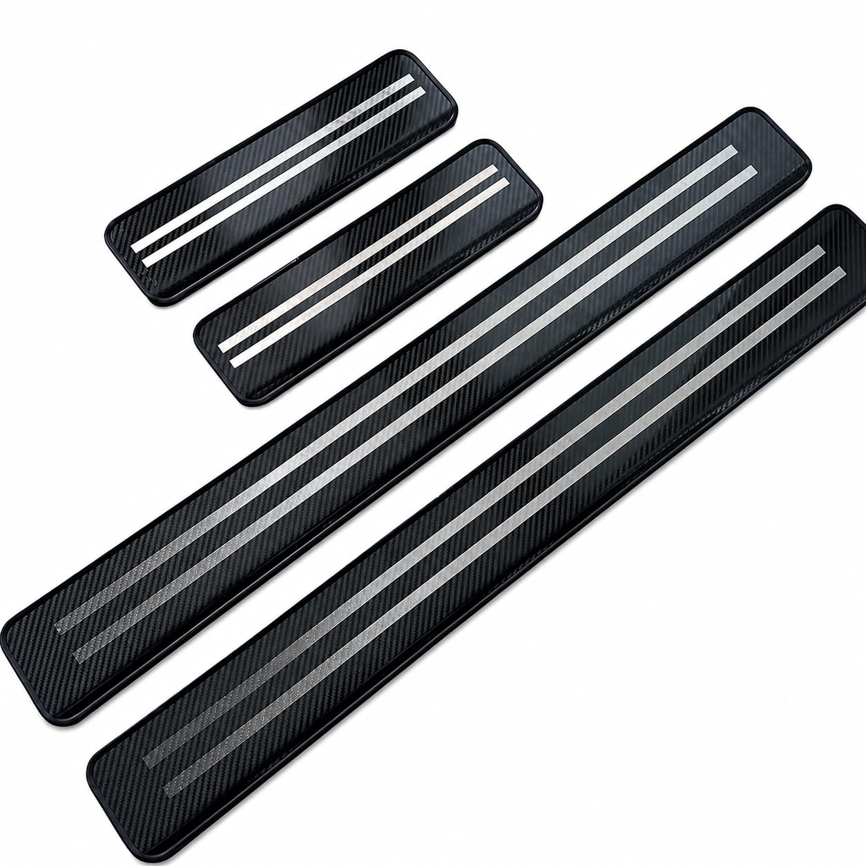WBNLCRTD 4 PCS Pressed Carbon Fibre Car Door Sill Protectors for VW Touareg 2011-2018, Anti Scratch Scuff Plates,C
