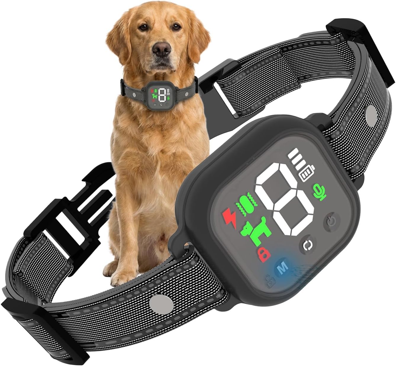 No Bark Anti-Bark Dog Collar, Smart Bark Control with 4 Modes, 8 Sensitivity Levels, Rechargeable for Dogs (Black)