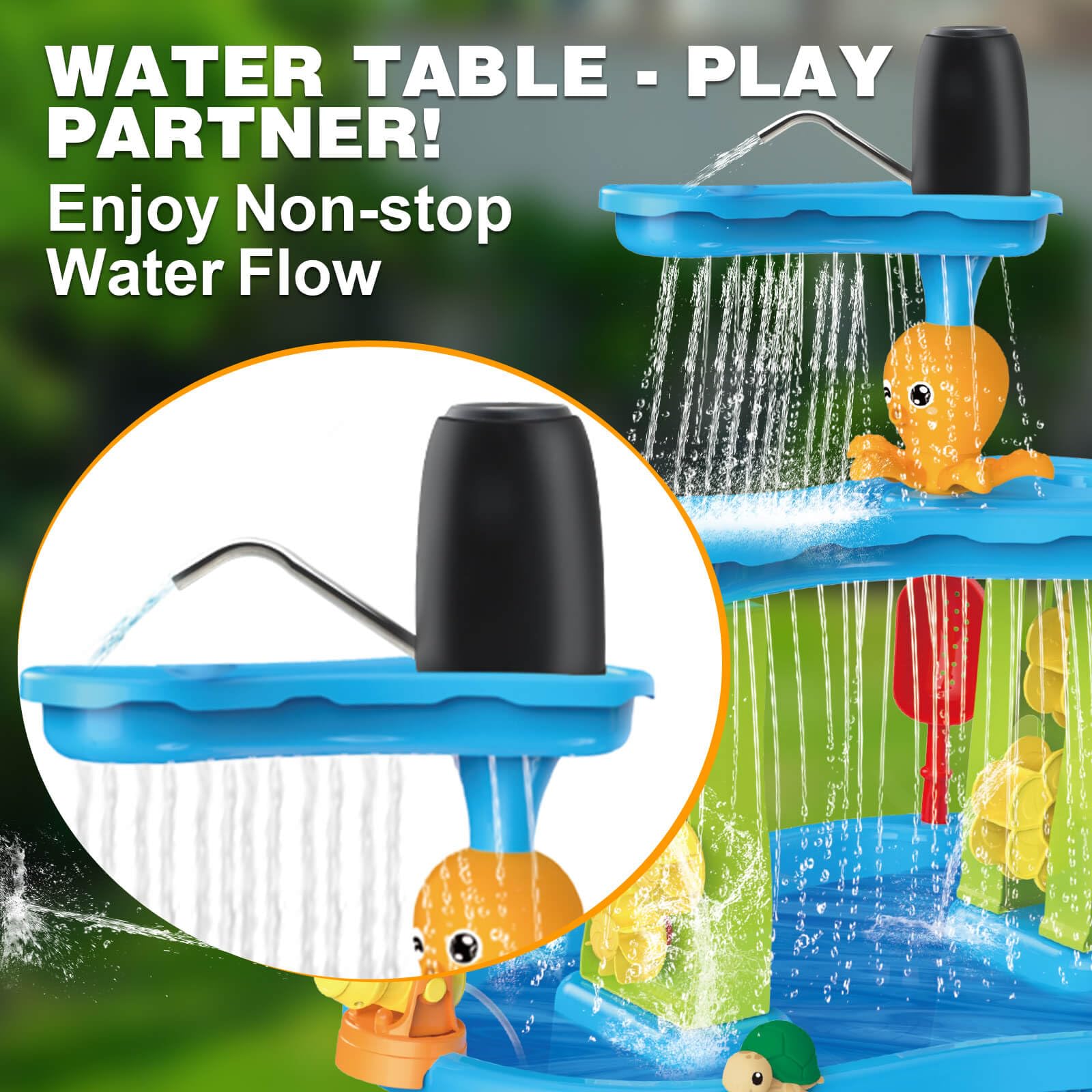 Dolanus Water Table Pump - Cordless, Rechargeable Battery Powered, Watertable Dispenser Splash Accessories, Outdoor, Summer Toys for Kids Toddlers Ages 3 4 8 Year Old