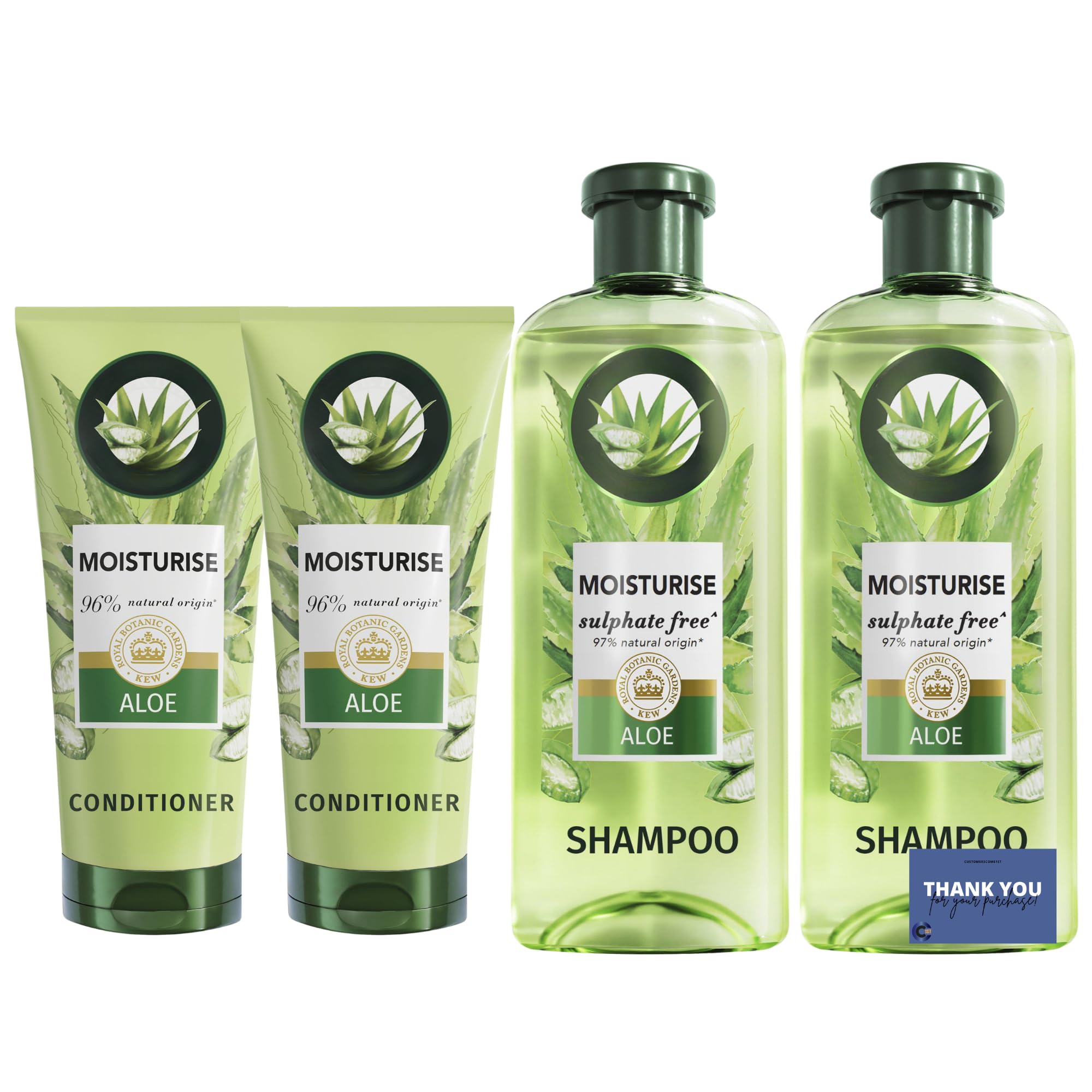 Aloe Vera Volume Boost Shampoo 350ml x2 & Conditioner 250ml x2 - Lightweight Hair Care Set for Fuller, Shinier Hair (Aloe Vera)