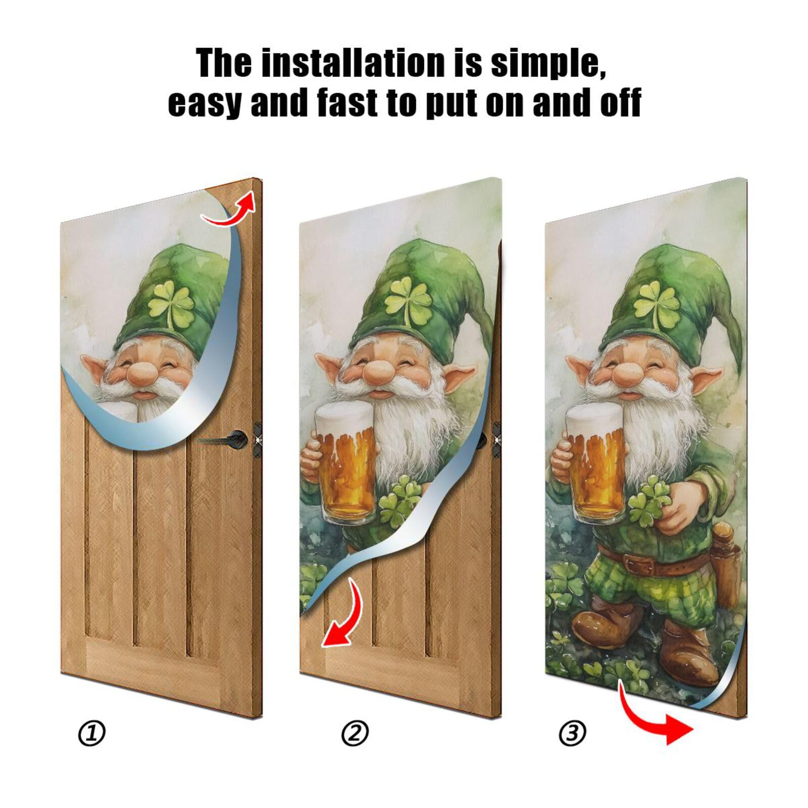 FLildon Gnome Beer St Patrick's Day Door Cover Decoration, Party Accessory Porch Decor for Festive Ornament Room Door Covers 35 x 79 Inch