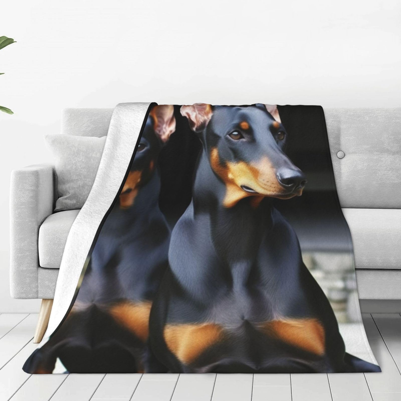 KLOPH Doberman Throw Blanket 40"x30" Flannel Fluffy Warm Blanket for Couch, Reversible Plush Blankets for Bed, Comfy Fuzzy Blanket for Sofa, Plush Lightweight-Blankets for All Season