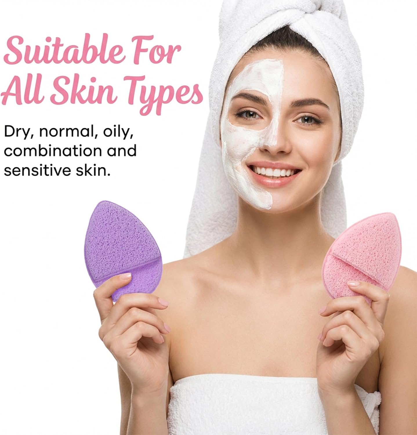 6 Pcs Face Sponges for Cleansing, Reusable Exfoliating Face Sponge Colorful Facial Sponges for Washing Face Makeup Remover Exfoliating Pads for Daily Clean