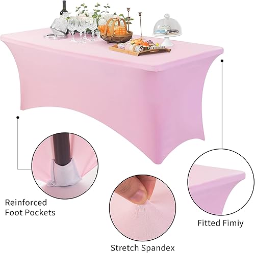 Miniatura 2 de Indoor-Beauty Mantel de elastano de 6 pies, mesa rectangular ajustable, mantel elástico universal para mesa de patio para bodas, banquetes, fiestas