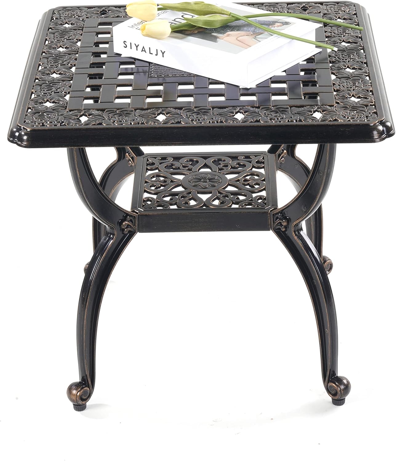 Mandolin Outdoor Patio Table,Rust Resistant Cast Aluminum