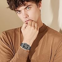 Vista 24 de MioHHR Correa de reloj de acero inoxidable con funda compatible con Apple Watch Ultra 3 2 1 (1.732 pulgadas), correa resistente con cubierta Negro