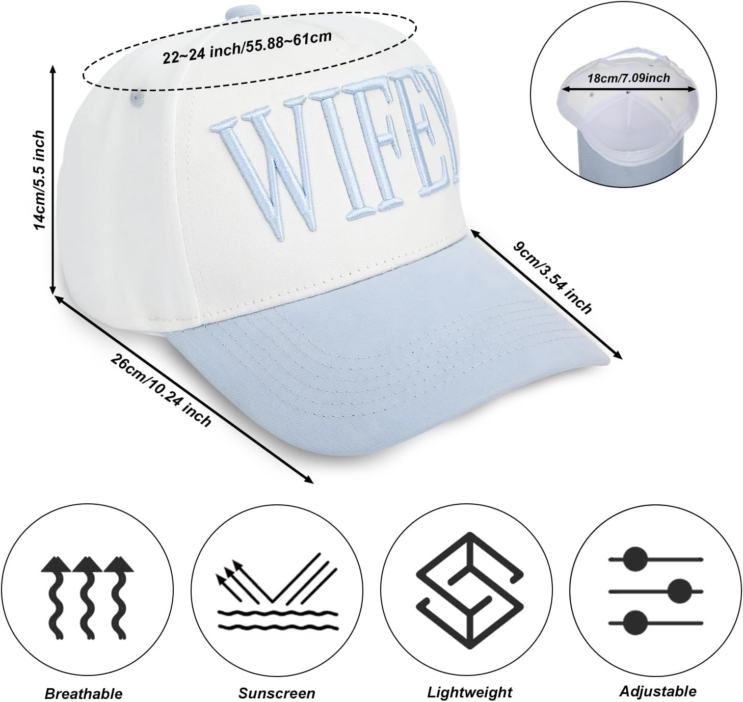 Mikovivi Embroidered Trucker Hat Adjustable Hat Wedding Bridal Shower Anniversary Engagement Gift Couple Cap White Blue