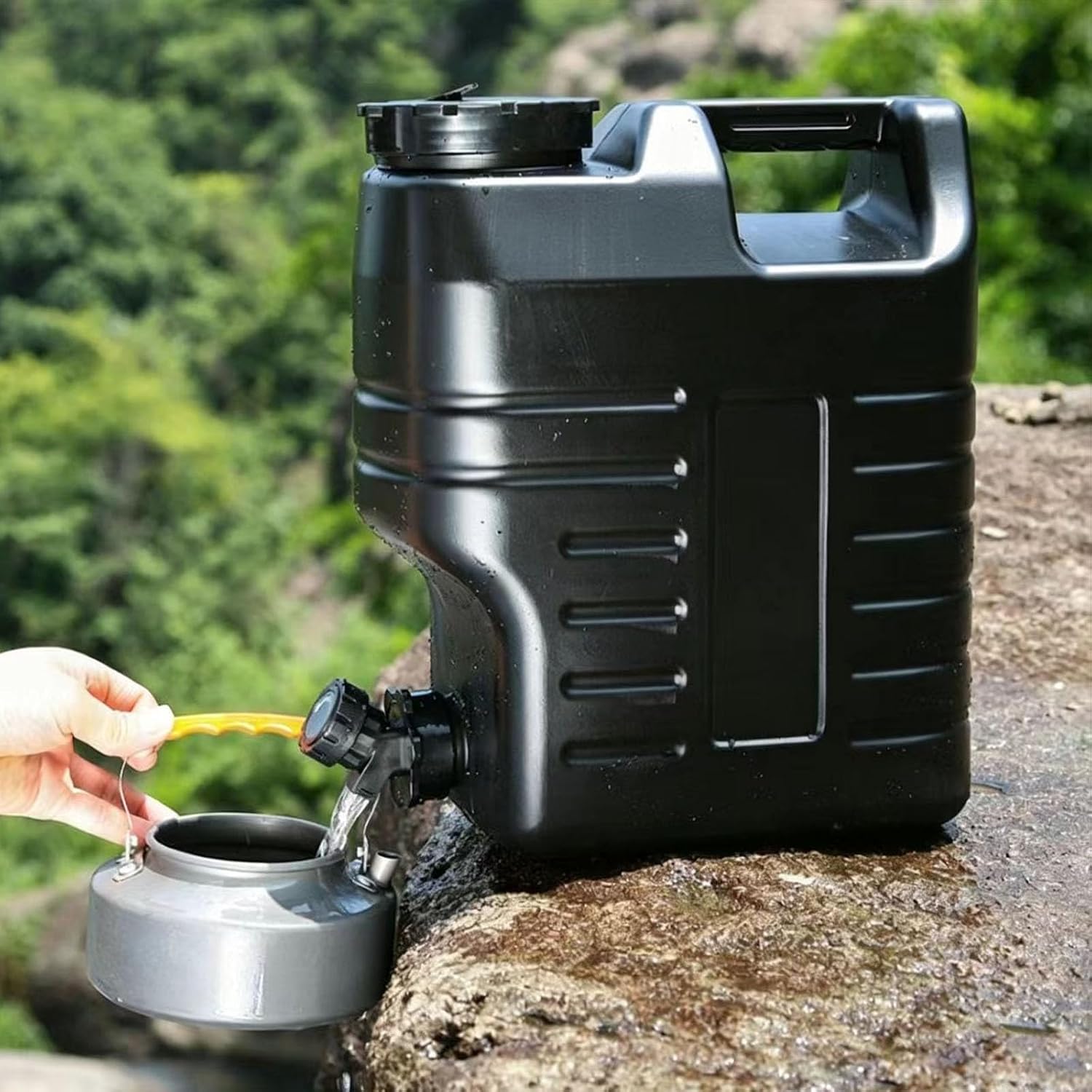 3.2 Gallon BPA-Free Water Jug with Spigot, Leak Proof Emergency Water Storage Container, Portable Water Tank for Camping, RV, Outdoor & Daily Use, Black