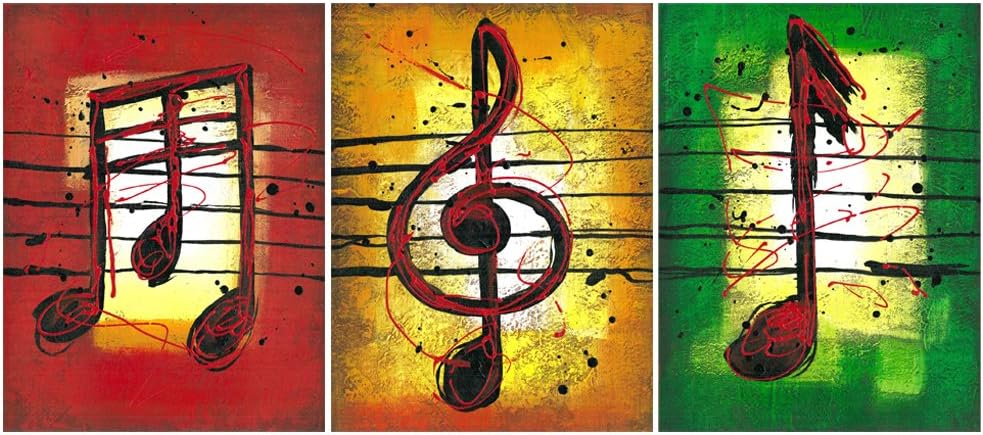 GEVES Rustic Music Notes Wall Decor Giclee Print Canvas Paintings Modern Wall Art for Living Room Bedroom Classroom Decoration Pictures Posters Framed Ready to Hang Home Decor