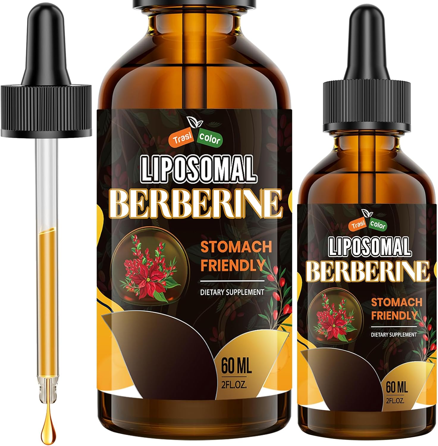 Berberine Supplement Liquid Drops - High Bioavailability Liposomal Berberine Supplements, Berberine HCL Complex with Ceylon Cinnamon Plus Turmeric, Suitable for Women,Men-60ml