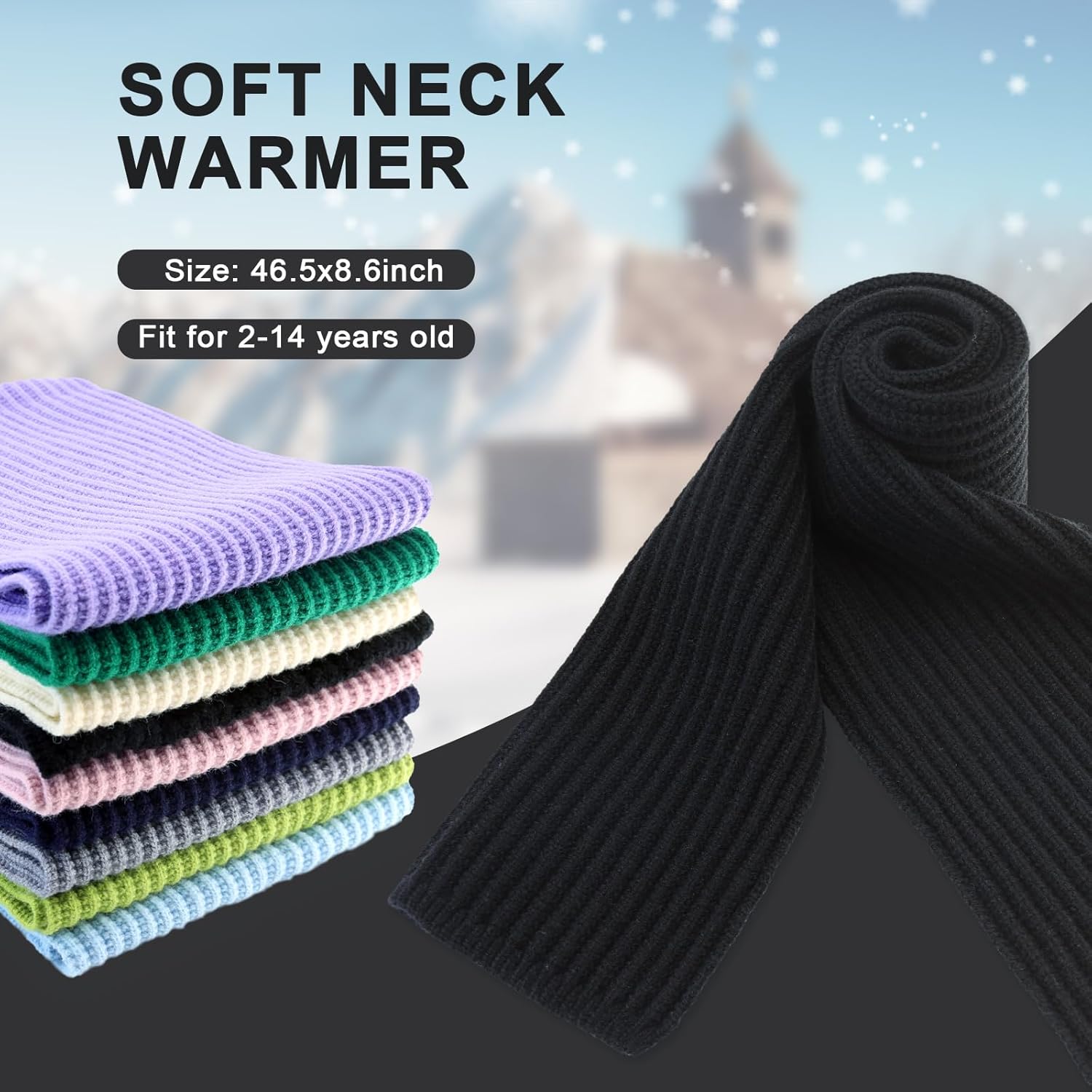 Toddler Scarf Warm Knit Kids Neck Warmer Soft Stretch Baby Winter Scarves for Boys Girls - Image 3