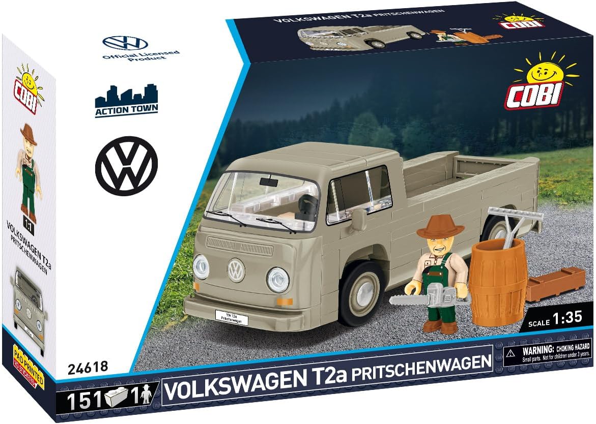 COBI Action Town Volkswagen T2A PRITSCHENWAGEN Vehicle Building Set, 151 Pieces