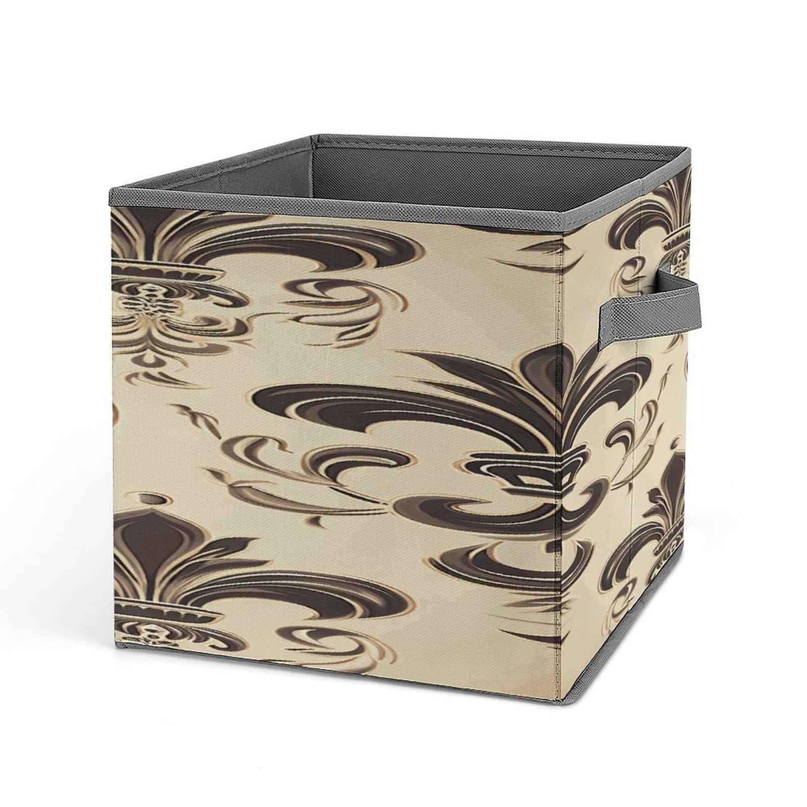 Fodpand Style Fleur-De-Lis And Coat Arms Knight Storage Cubes Foldable Decorative Fabric, Storage Bins Baskets With Handles, Closet Organizers And Storage For Home, Office,Closet, Clothes