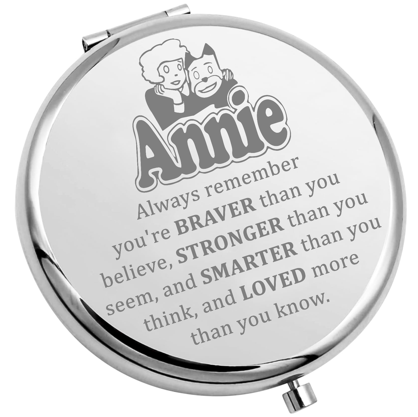 MYSOMY Annie The Musical Inspired Gift Annie Broadway Orphan Theater Travel Compact Pocket Small Makeup Mirror Musical Theatre Fans Gift (Annie Mirror-steel)