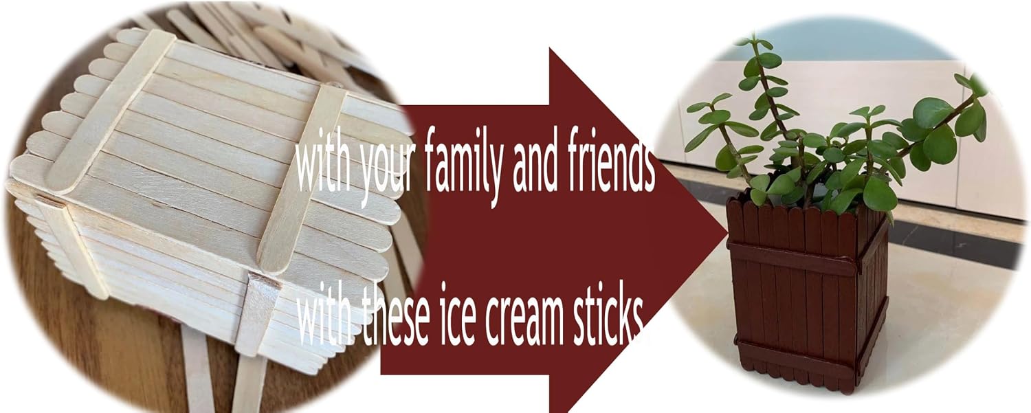 [100 Count] Jumbo 6 X 0.7 Inch Wooden Multi-Purpose Popsicle Sticks, Natural Premium, Jumbo Craft Sticks, Craft Supplies,Ice Cream, Wax, Waxing, Plant Labels, Tongue Depressor Sticks