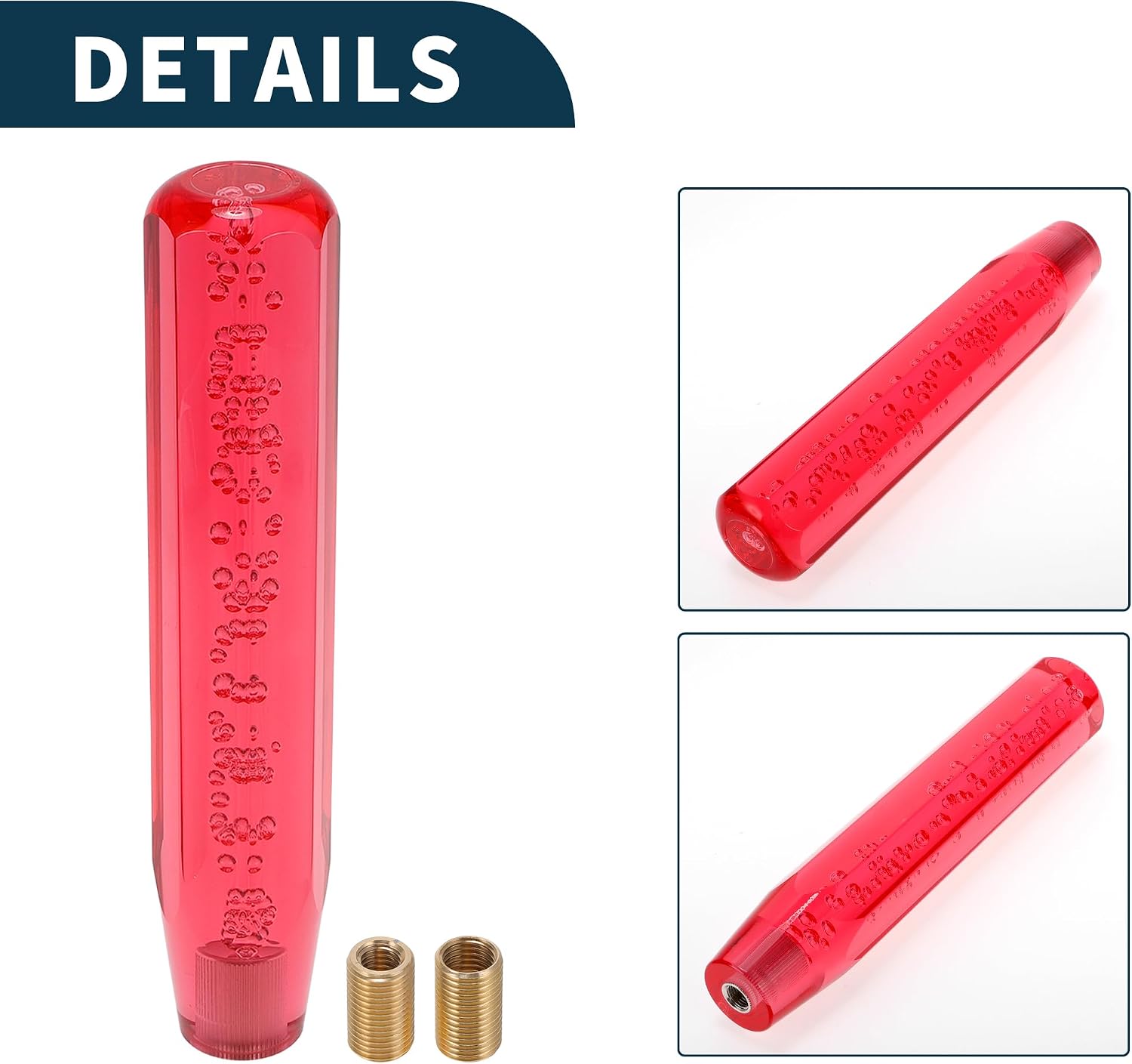 Car Shift Knob 25cm Octagonal Crystal | Front Universal for Automatic and Manual Vehicle Acrylic Red with 2 Adapter 1 Set image 5