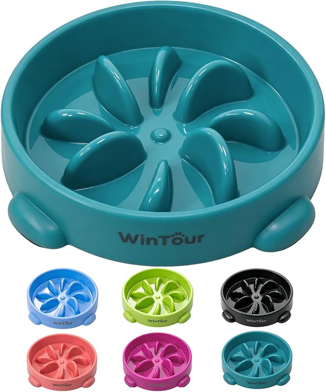Comedouro Lento para Cães WinTour com Labirinto em Formato de Flor e Base Antiderrapante, 580 mL