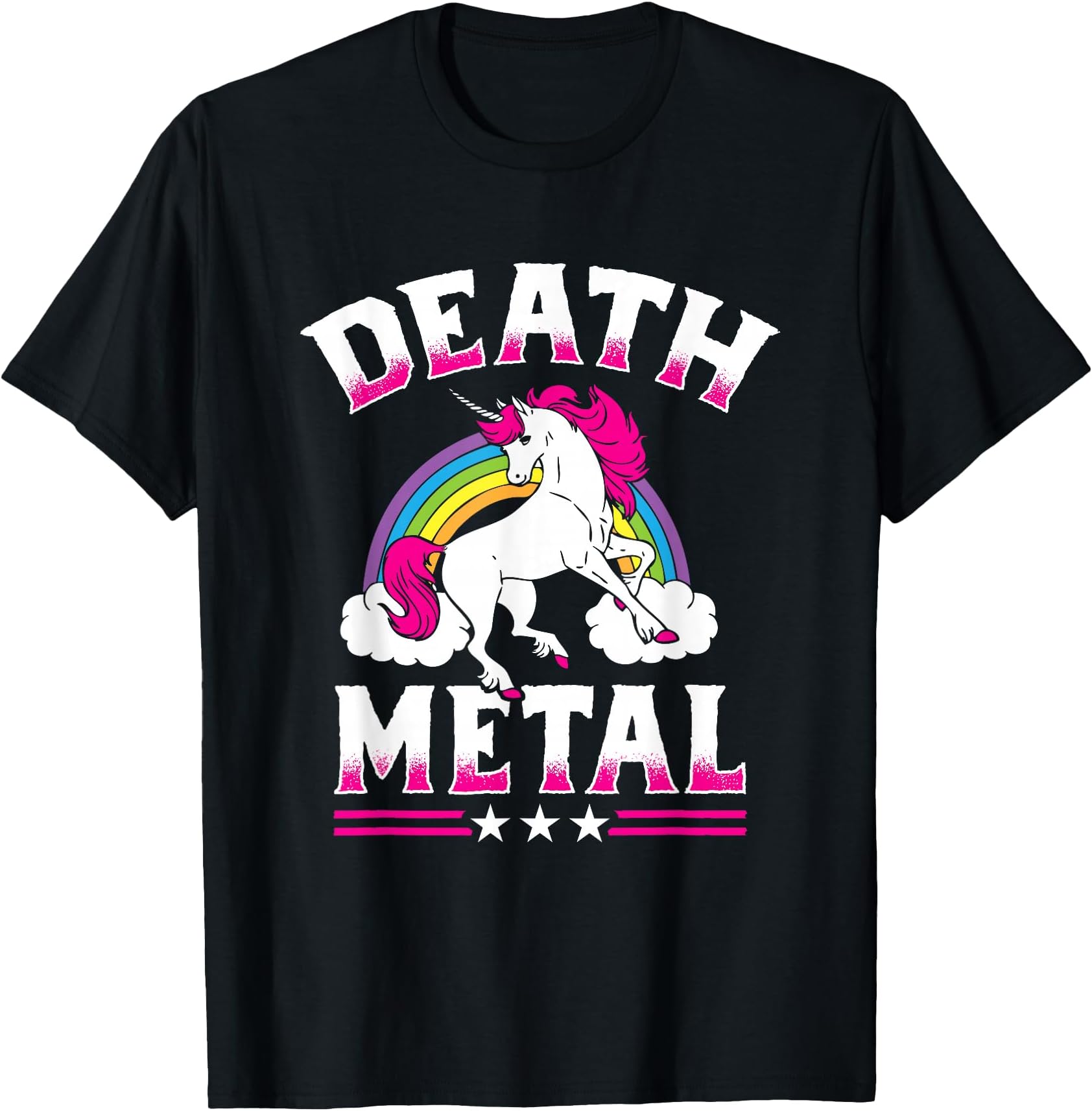 Death Metal Rainbow and Unicorn Heavy Rock Music Lover Gift T-Shirt