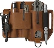 Jack&Chris Leather EDC Multitool Sheath for Belt, EDC Belt Organizer for Leatherman Tools, EDC Pocket Organizer for Men with Pen Holder, Key Fob, Flashlight Sheath