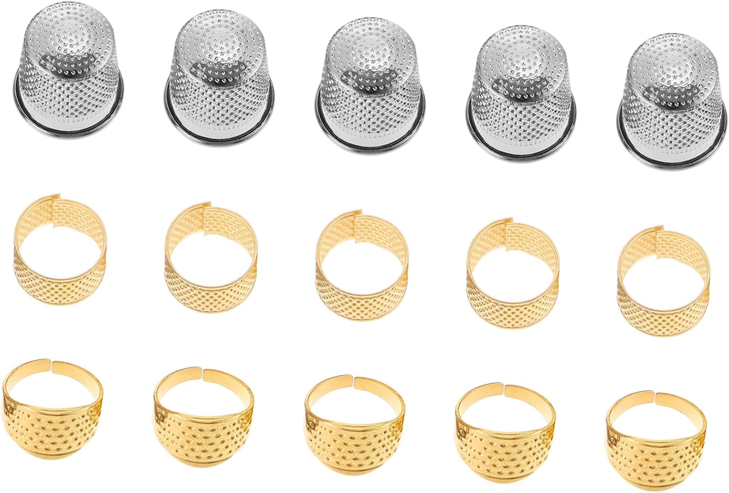 SEWOART 15pcs Professional Thimble Sewing Finger Pusher Material Thimble for Hand Sewing Finger Protectors for Embroidery