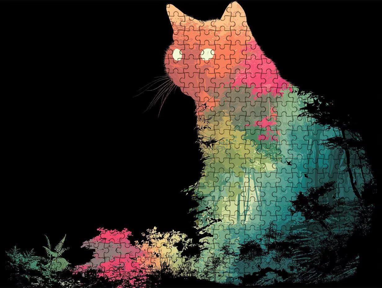 Puzzle 2000 Piezas, Bosque De Gatos Rompecabezas Adultos Puzzle, Desafiante Puzzles de Decoración Juego de, Entretenimiento Juego Educativo para Toda la Familia, para Regalo Decoración R7KH-575