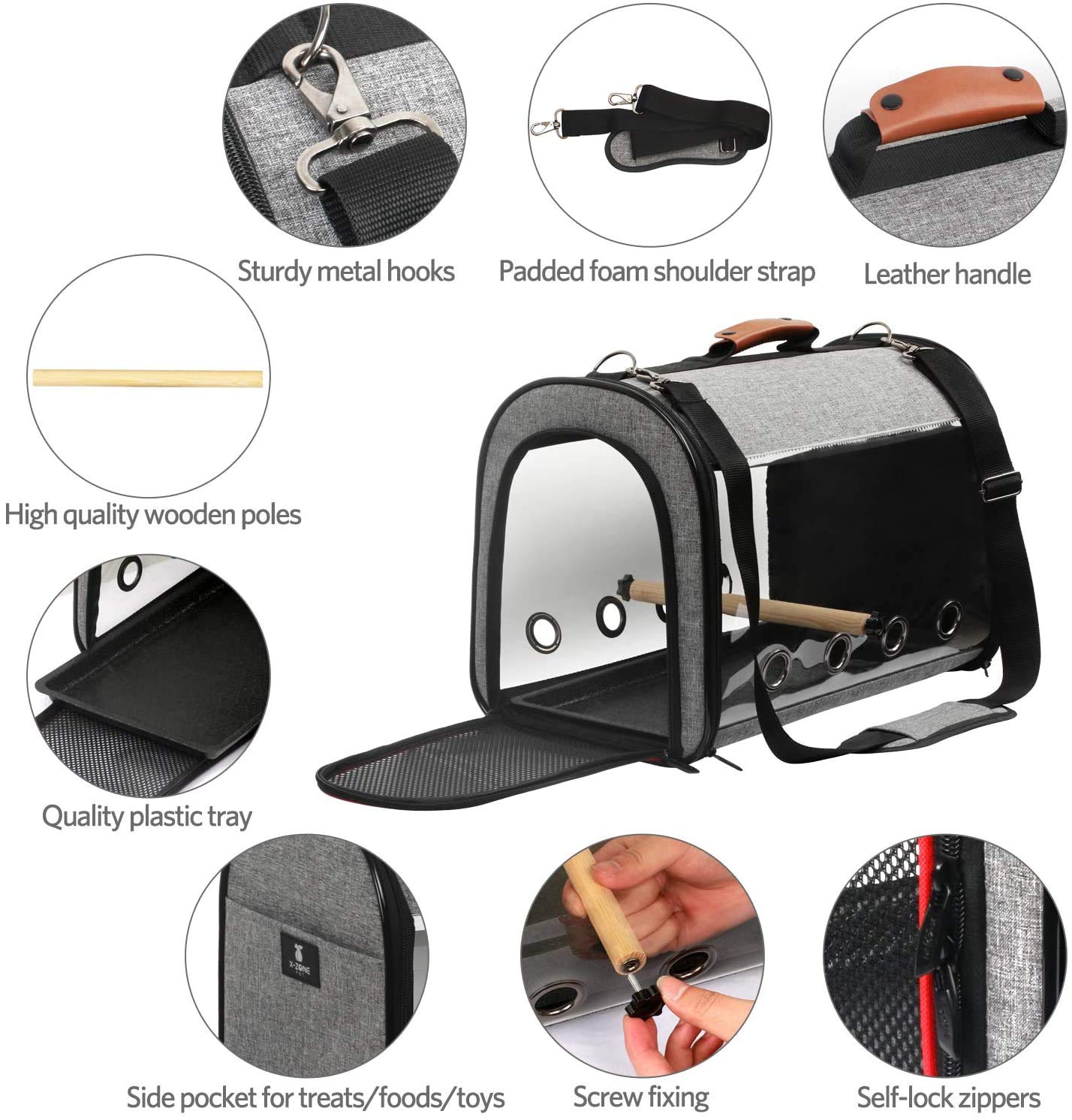 X-ZONE PET Transparent Breathable Travel Parrot Carrier Lightweight Cage,Bird Travel Bag Portable Pet Bird Carrier,Bird Travel Cage Bird Houses