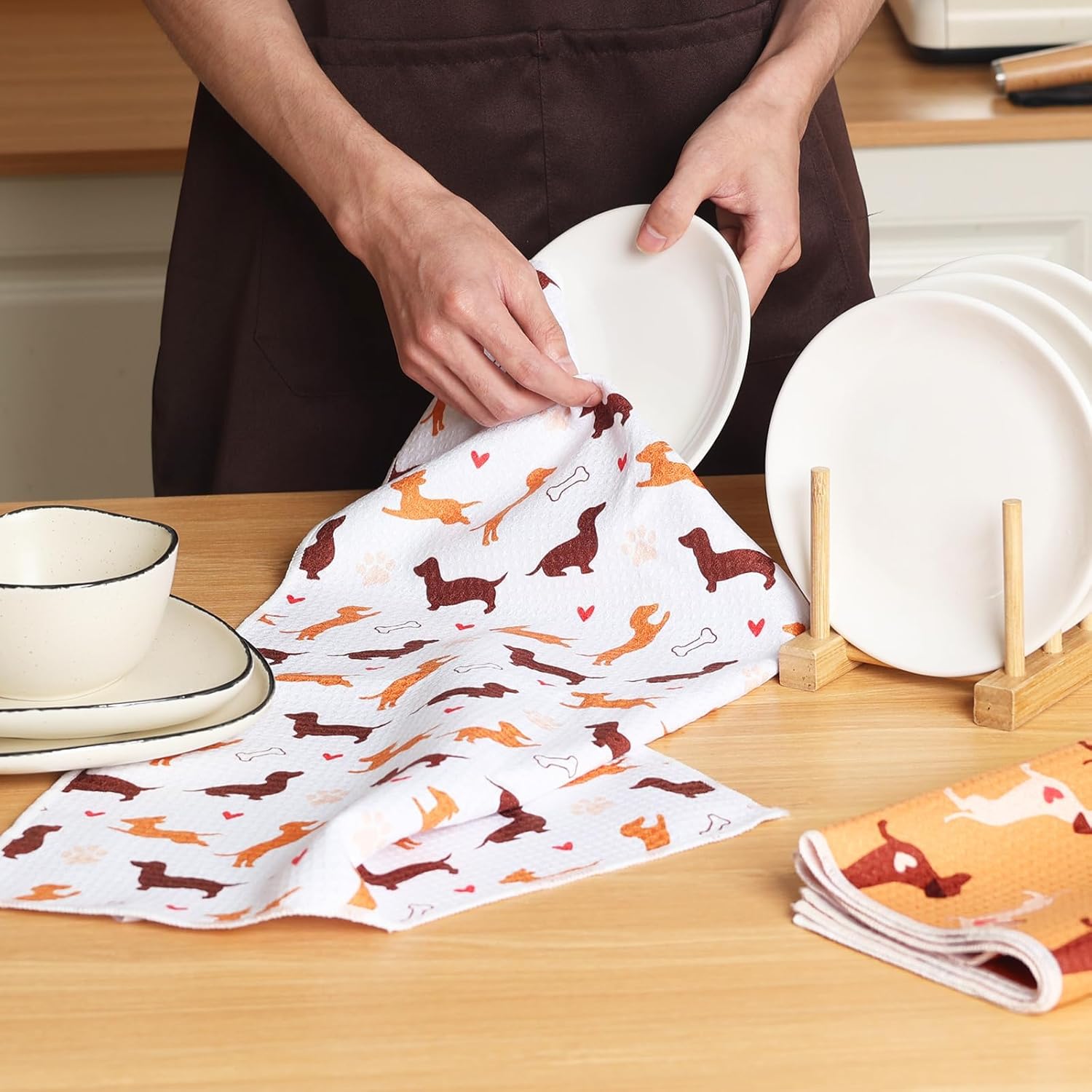 Vansolinne Dog Kitchen Towels Christmas Dachshund Hand Dish Towels Cute 4 Pieces for Home Holiday Decorative Set Dog Mom Women Animal Lover Themed Gift Idea - Image 5