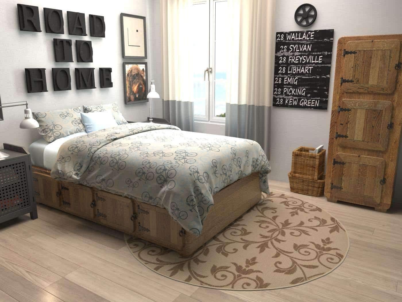 Unique Loom Outdoor Botanical Collection Area Rug - Victorian (6' 1" Round, Beige/ Brown)
