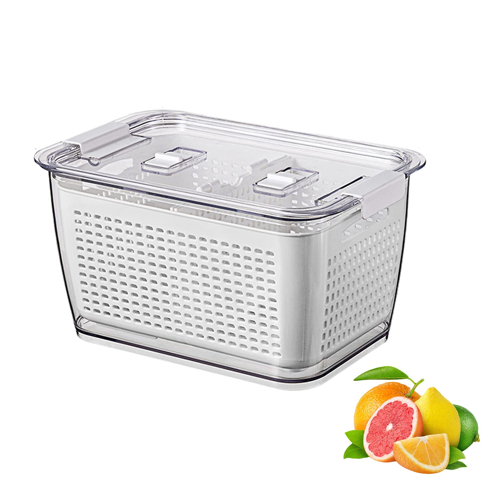Quadratischer Frischhaltedose für Obst, Gemüse, Käse – versiegelte Kühlschrankbox, Küchennizer, 1,7 l, weiß, ideal für Frische und Mahlzeitenzubereitung.