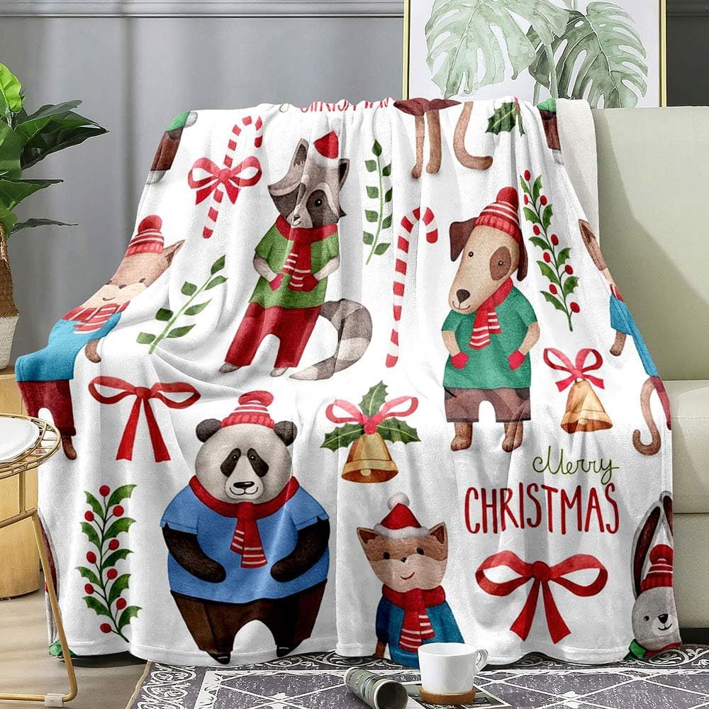 LUVIVIHOME Christmas Throw Blanket, Funny Black Santa Claus Kids Blanket, Cozy Soft Flannel Fleece for Bed, Couch, 60x80