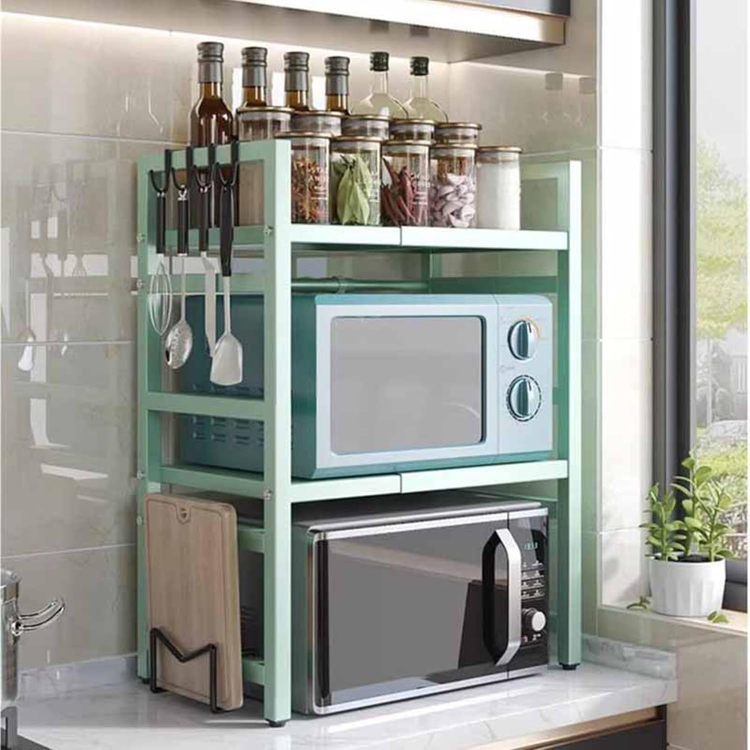 レンジ台/レンジラック 【幅約83cm】フレンチカントリー風 高さ調節