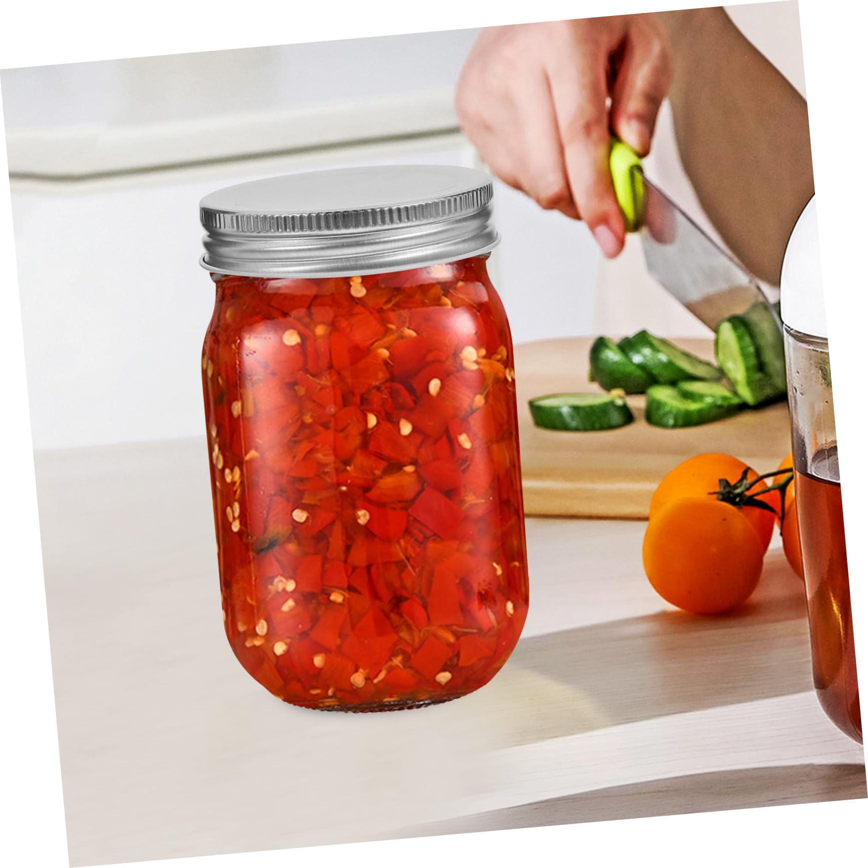 OUNONA 4pezzi Barattoli di Vetro con Coperchi Barattoli Vuoti Sigillati Riutilizzabili per Sciroppo e Conservazione Domestica di Alimenti come Marmellata e Sottaceti