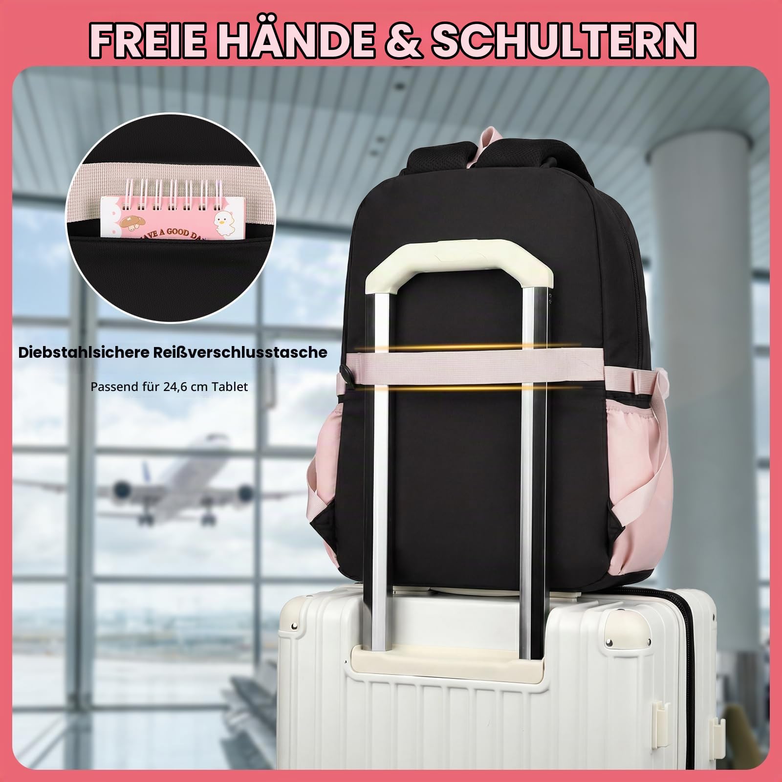 Amythe Schulrucksack Mädchen für 1. - 5. Klasse mit Reflektor | Schultasche Mädchen Rucksack Schule fur Teenager Grundschule Mittelschule, Lässiger Rucksack mit Geldbörse
