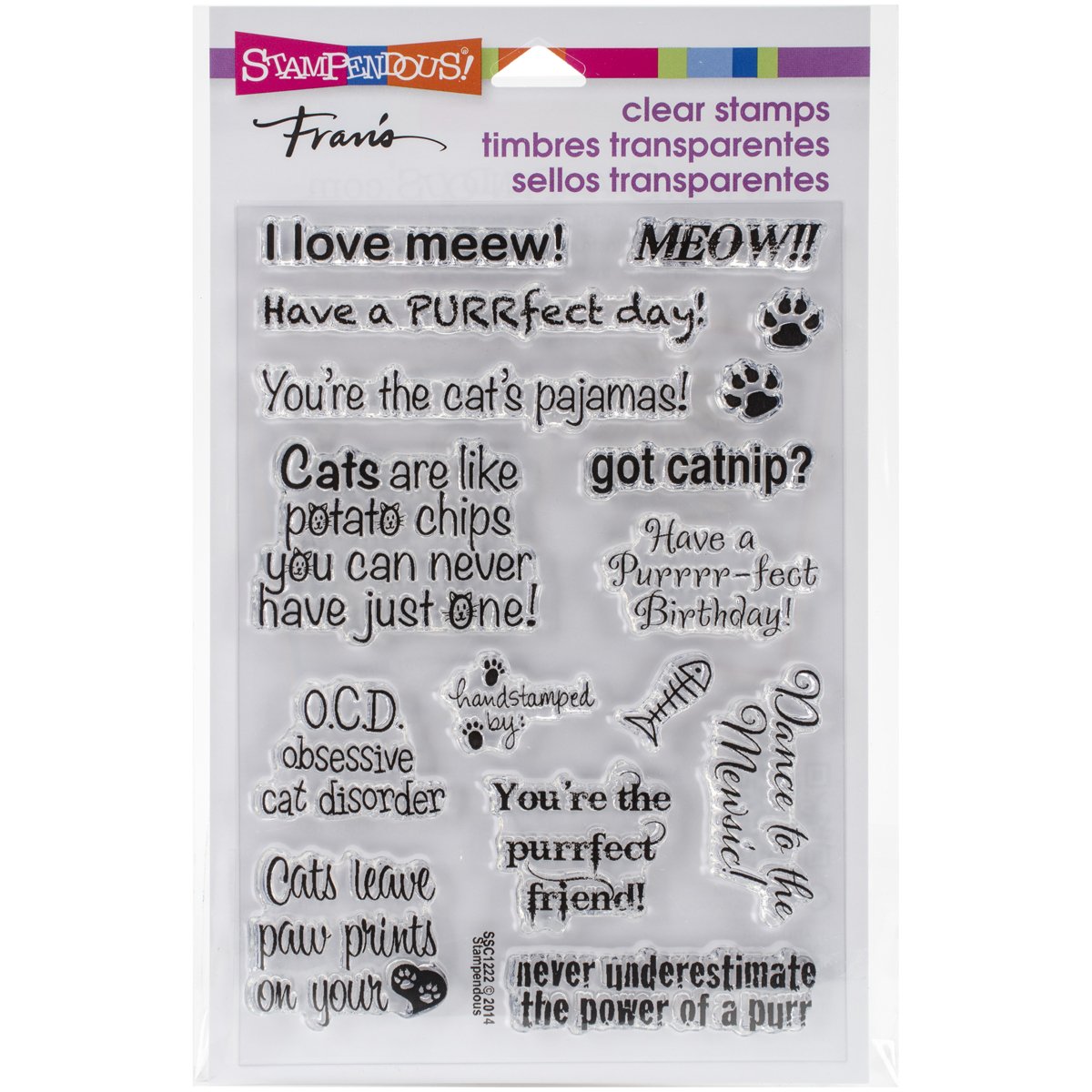 Stampendous SSC1222 Perfectly Clear Stamps 4 x 6-inch-Cat Sayings, Wood