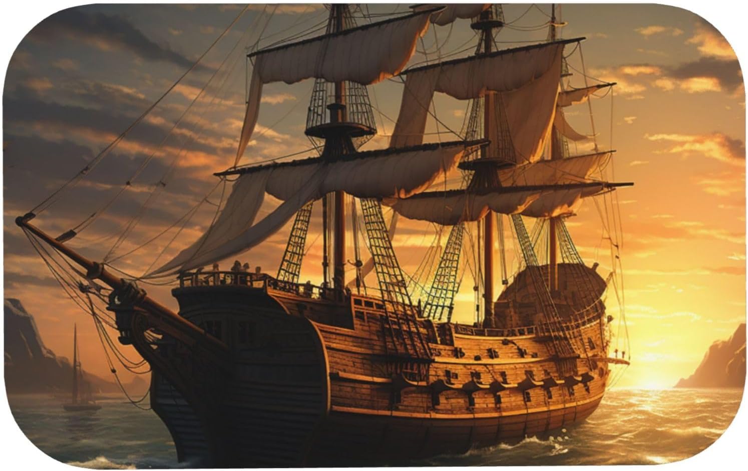 Stone Bath Mats Fantasy Pirate Ship Diatomaceous Earth Bath Mat Super Absorbent Bathroom Floor Mat Quick Drying Diatomite Shower Mat for Shower Bathtub Bathroom Accessory 19.7x31.5in