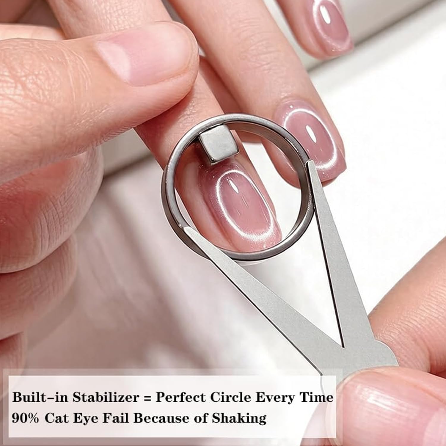 Ring Cat Eye Magnet Tool for Cat Eye Gel Polish, Create Perfect Halo & Black Hole Cat Eye Nails, Magnetic Nail Art Tool with Stabilizer for Beginners DIY Salon