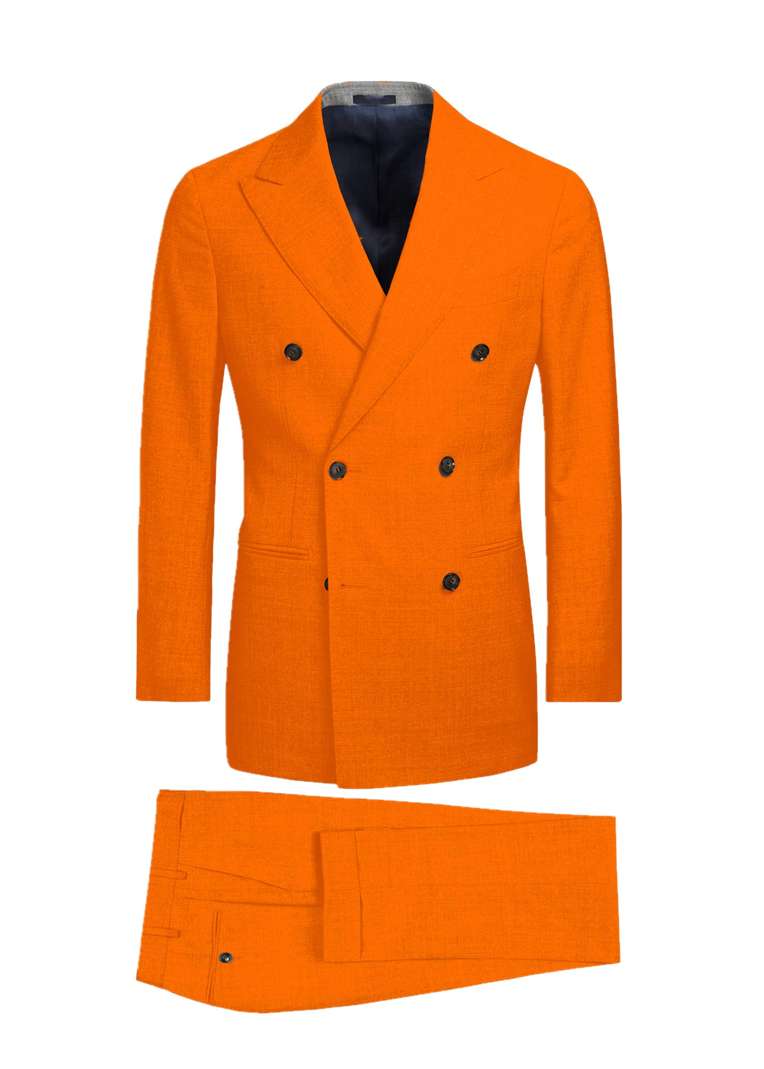 HOTK Men's Suits Slim Fit Solid 2 Piece Double Breasted Peak Lapel Groom Tuxedos for Men Formal Suits Orange