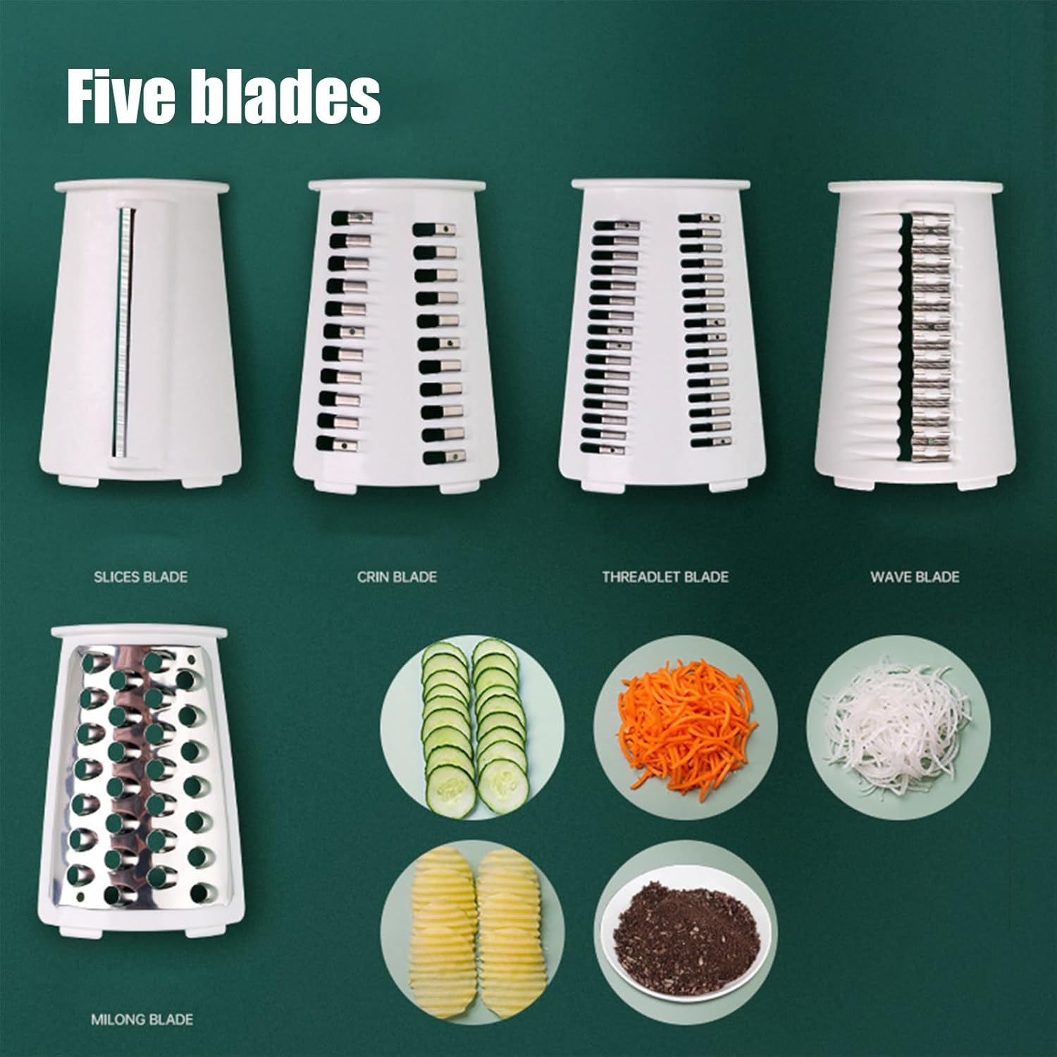 ベジチョッパー,手動グレーター,野菜カッターキッチンフードチョッパー - ジャガイモ ニンジン キュウリ ズッキーニ 玉ねぎ 食事準