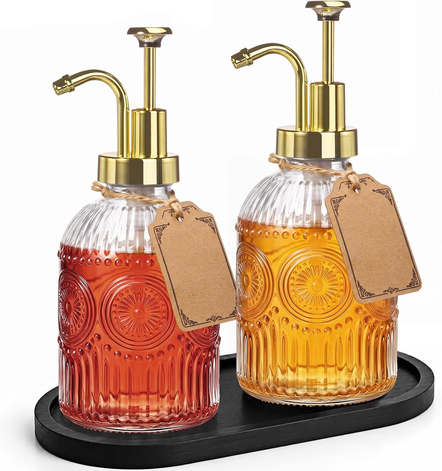 SheeChung 12 oz (350ml) Coffee Syrup Dispenser, Glass Syrup Bottles, 2 Pack