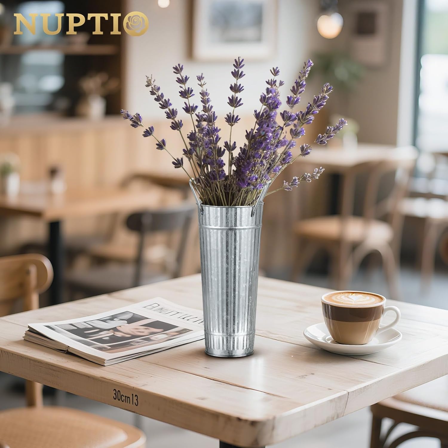 NUPTIO Galvanized Flower Bucket for Wedding: 98.7" Tall Tin Planter for Flower Bar - Rustic Metal Vases for Table Centerpiece Home Garden Decor Set of 12