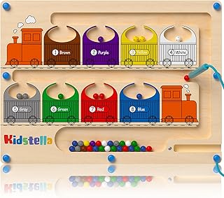 Magnetic Color and Number Maze Board Wooden Montessori Fine Motor Skills Toys for 3-5 Preschool Learning Activities Color Matching Learning Counting Puzzle Sorting Board for Toddlers 1-3 Boys Girls