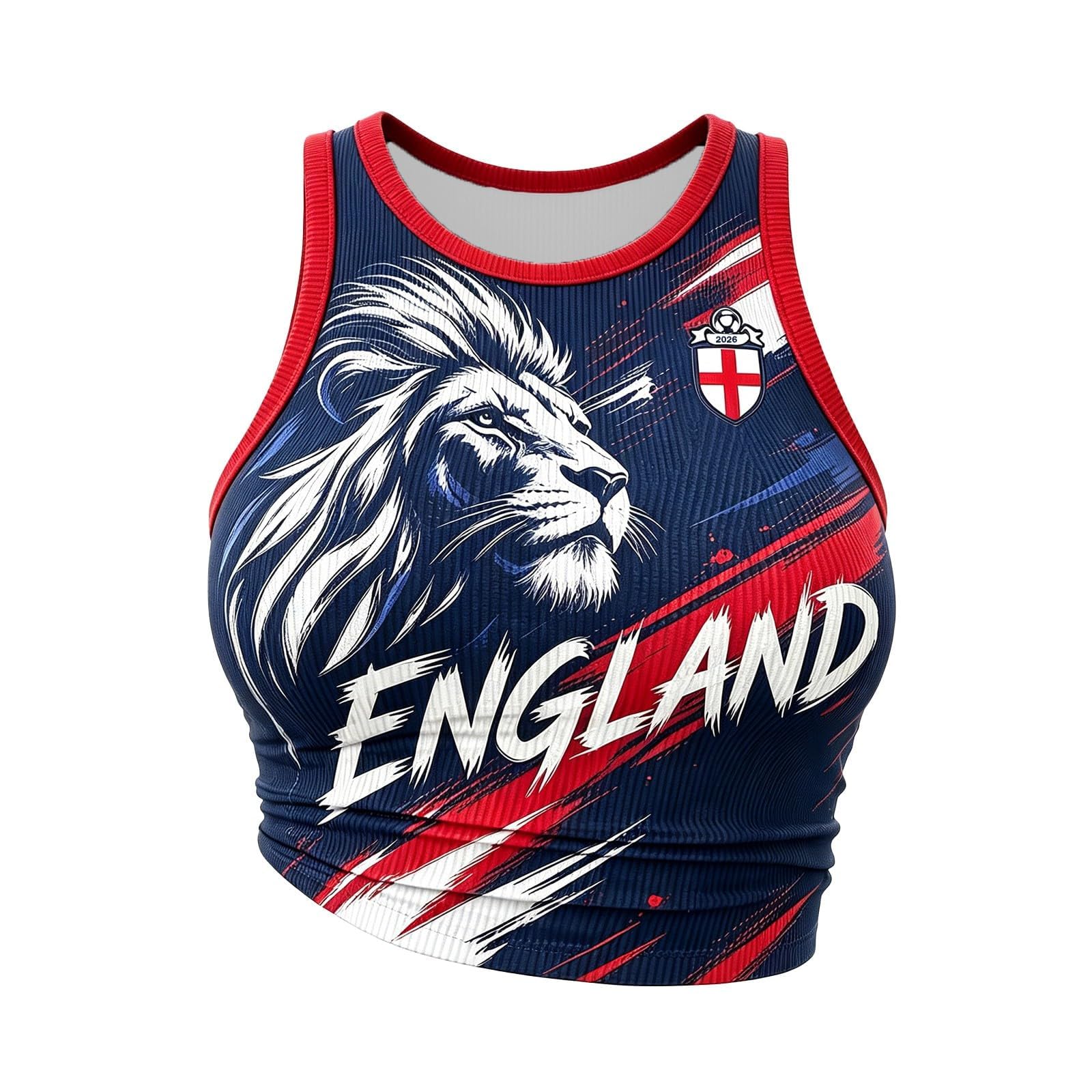 Crop Tops for Women 2026 England Football Shirt Team Graphic Sleeveless Racerback Ribbed Cropped Tank Top Casual Wear Perfect Present for Football Lovers Match Day Outdoor Gatherings S-XXL โ image 1