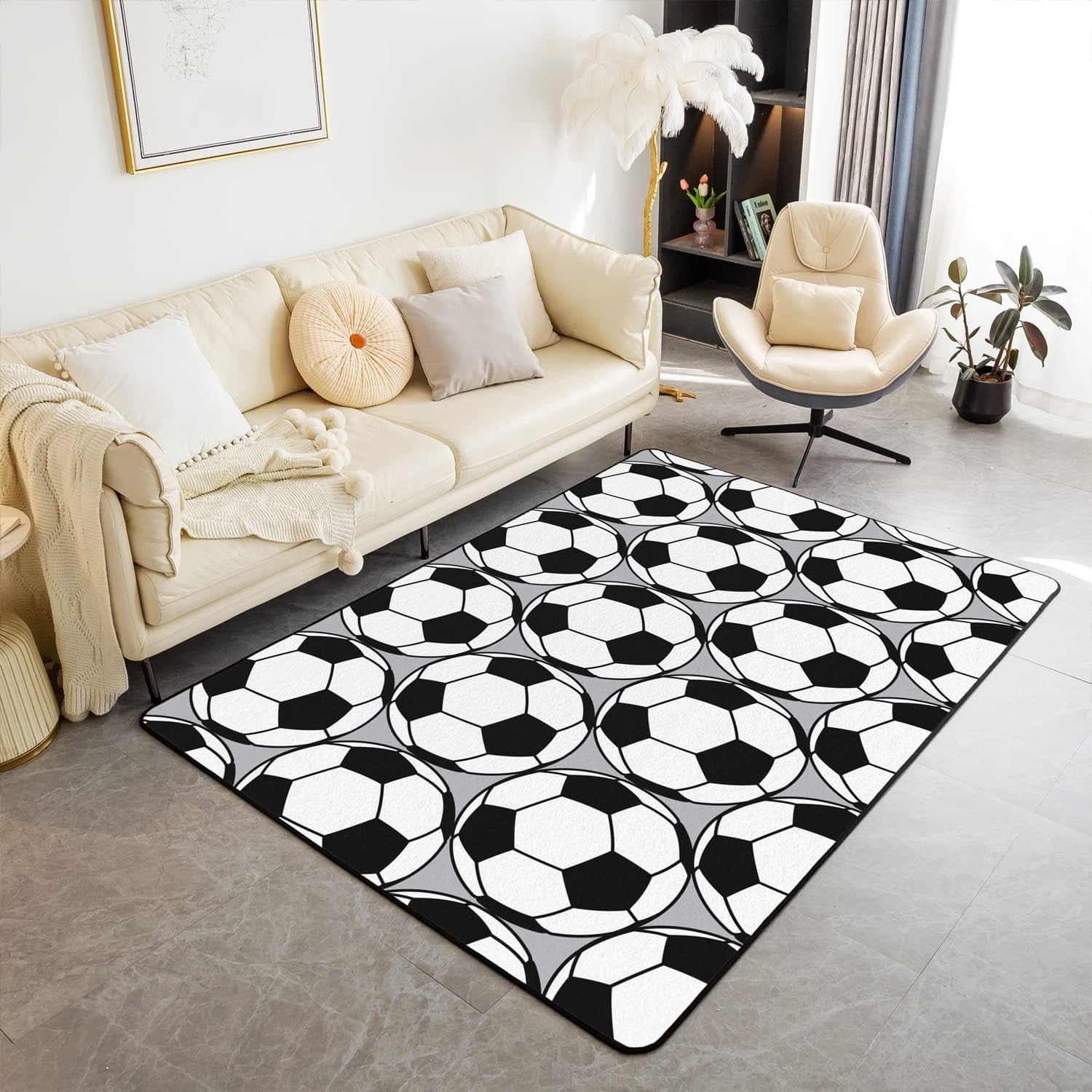 Bycmuoz British Football Kids Rugs, 100x150cm, Sports-Themed Football Room Decoration Carpet, Easy-Clean Dirt-Resistant Fade-Resistant Mats, Rubber Backed Cozy Washable Rug for Teen Boys