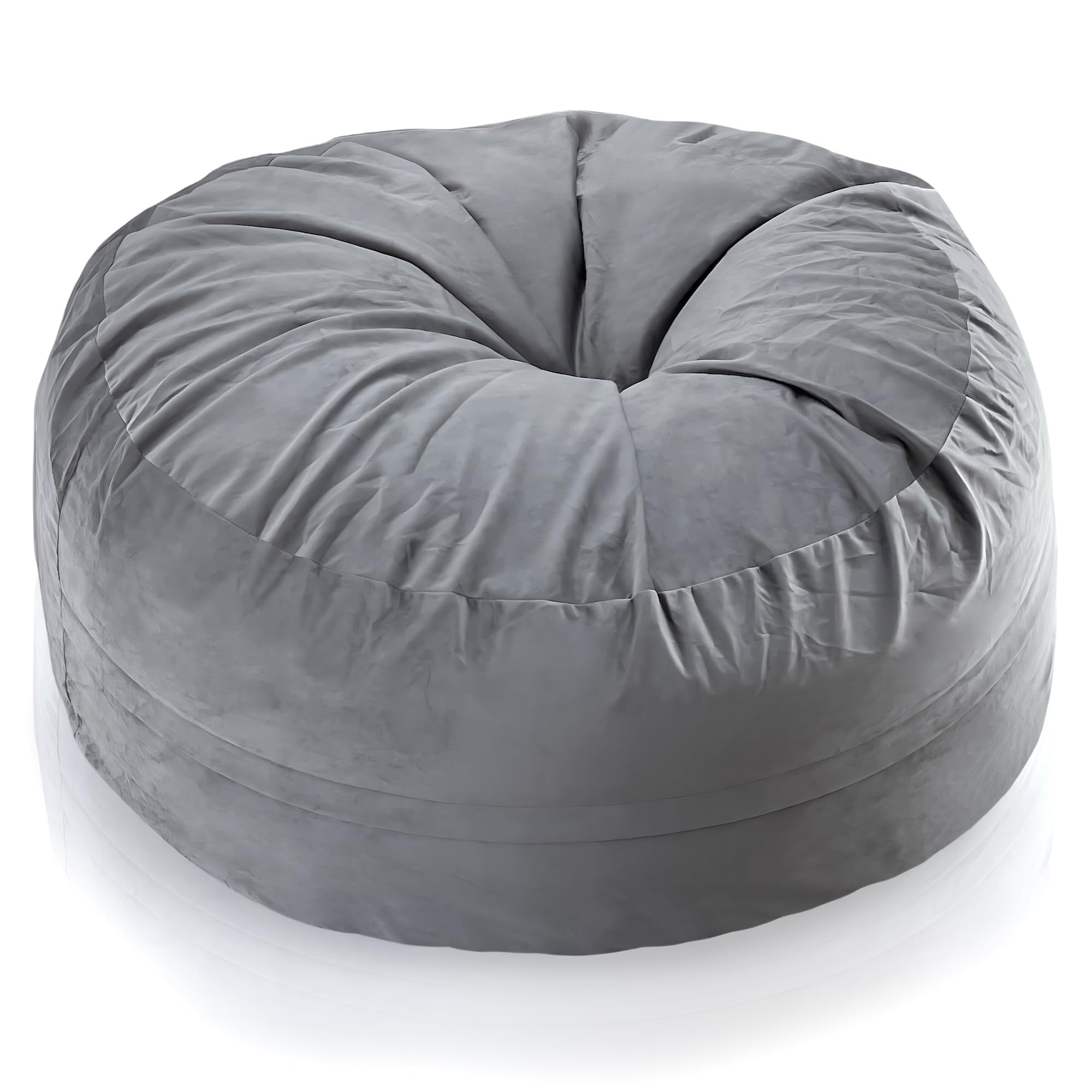 Aiire Puff Gigante de Terciopelo 150x65 cm - Modelos de Puf Salon XXL con Relleno Incluido para Gamer o Decoracion Habitacion Adolescente - Bean Bag Chair o Puffs de Suelo Grandes Gris