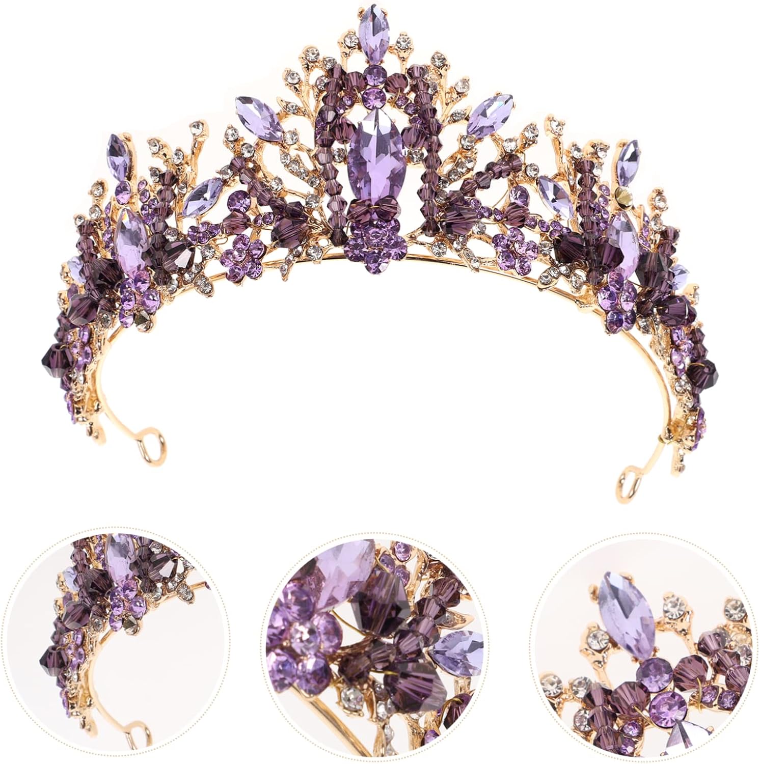Beaupretty 1pc Purple Crystal Crown Wedding Hair Crown Bride Delicate Hair Jewelry Delicate Headdress Decorative Wedding Decor Fashion Women Tiara