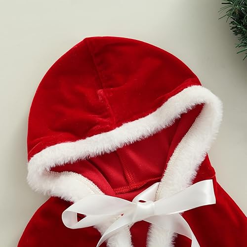 Miniatura 3 de Capa de Navidad para bebé capa de terciopelo con capucha para niños pequeños con piel bata de señora Santa Claus disfraz de Navidad elegante