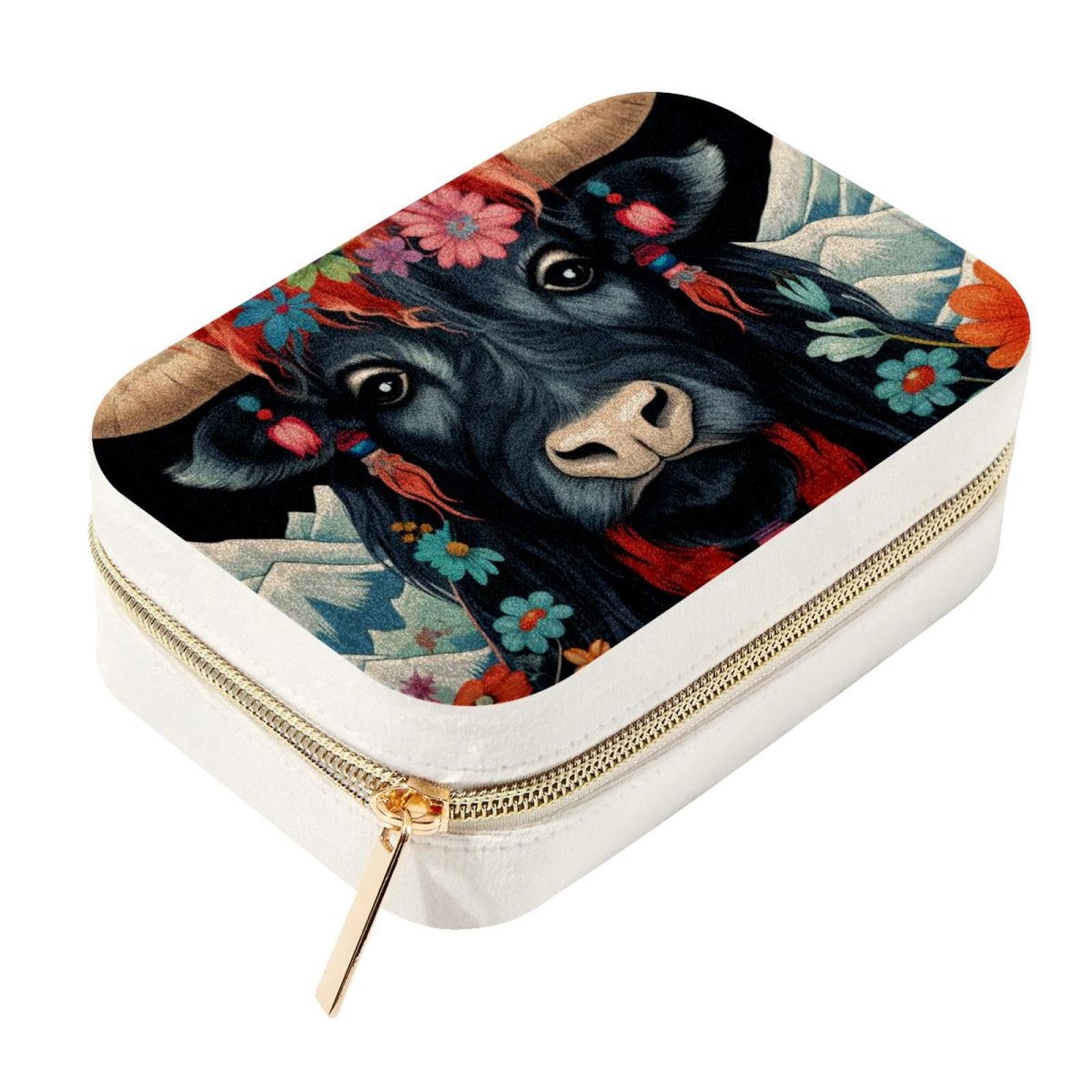 Boîte à bijoux motif yak grand format de rangement pour femmes et filles
