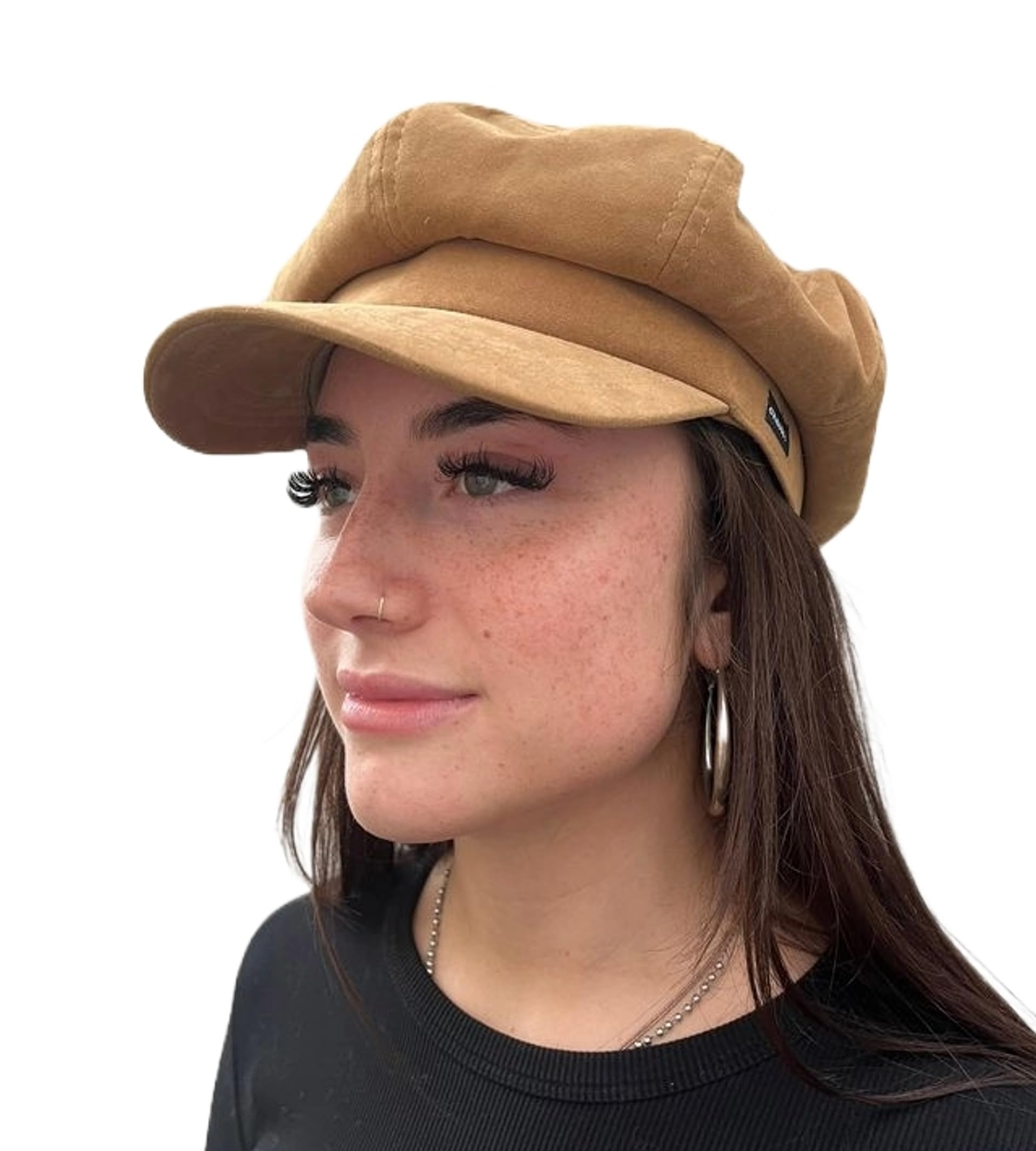 Craggi Baker Boy Hat Newsboy Cap Camel Brown Velvet Ladies Hat